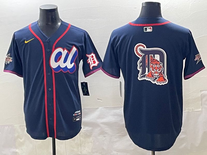 Men 2025 Detroit Tigers Blank Drak Blue All star Blank Blue Nike MLB Jersey style 3
